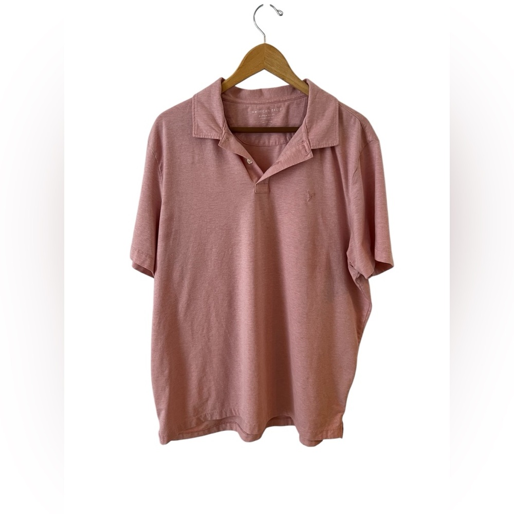 Men’s American Eagle Super Soft Standard Fit Powder Pink Polo shirt Sz: XXL